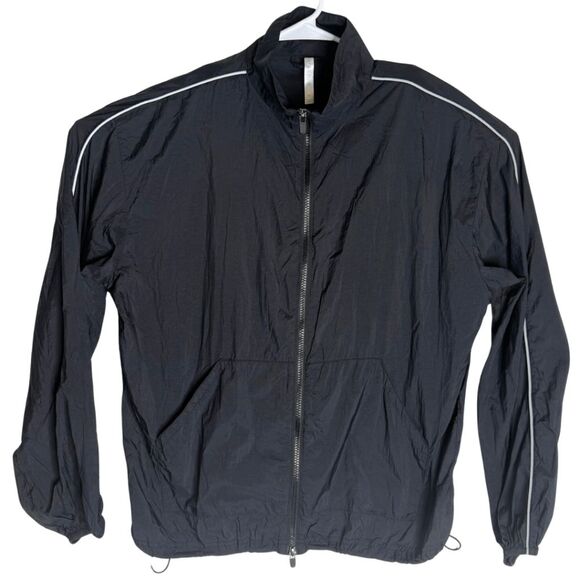 Fabletics Men's Full Zip Long Sleeve Mock Neck Windbreaker Jacket Black Medium - Picture 1 of 7